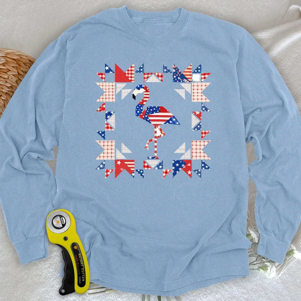Liberty Flamingo Patchwork Long Sleeve T-shirt