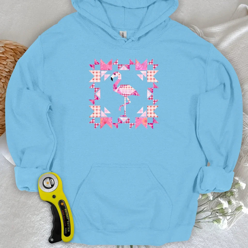 Patchwork Flamingo Panel Hoodie