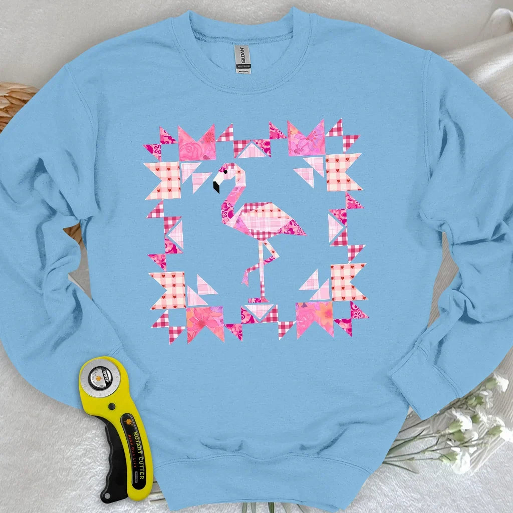Patchwork Flamingo Panel Sweatshirt