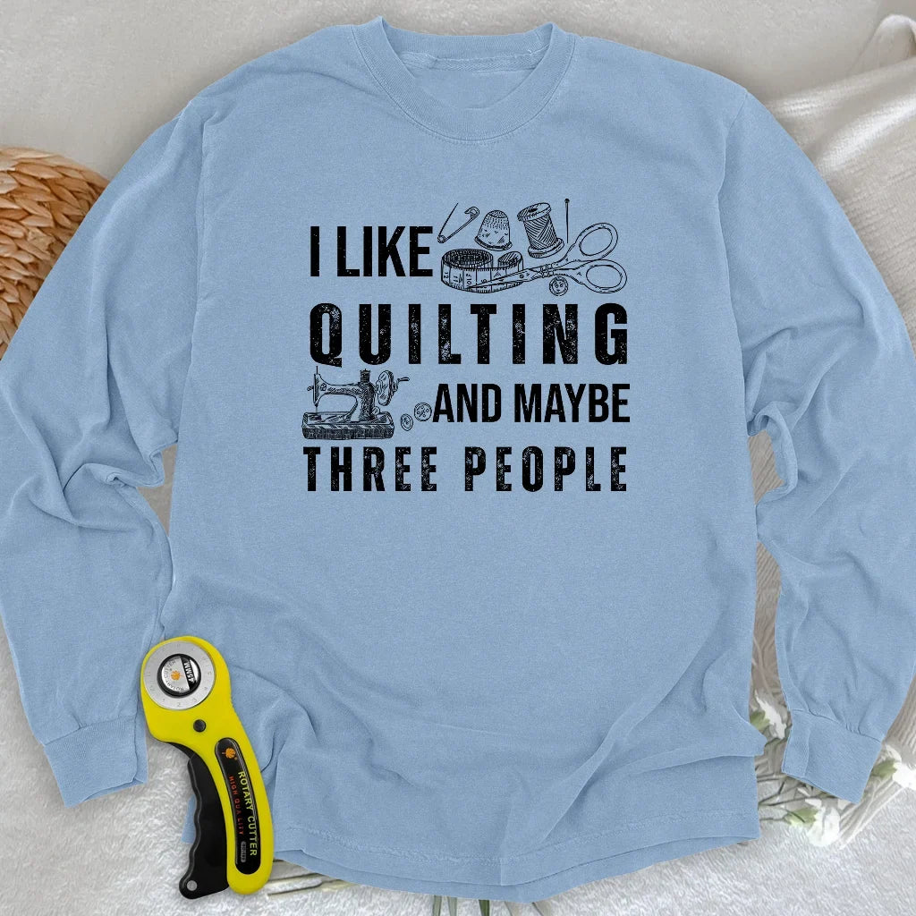 Quilting & 3 People Long Sleeve T-shirt