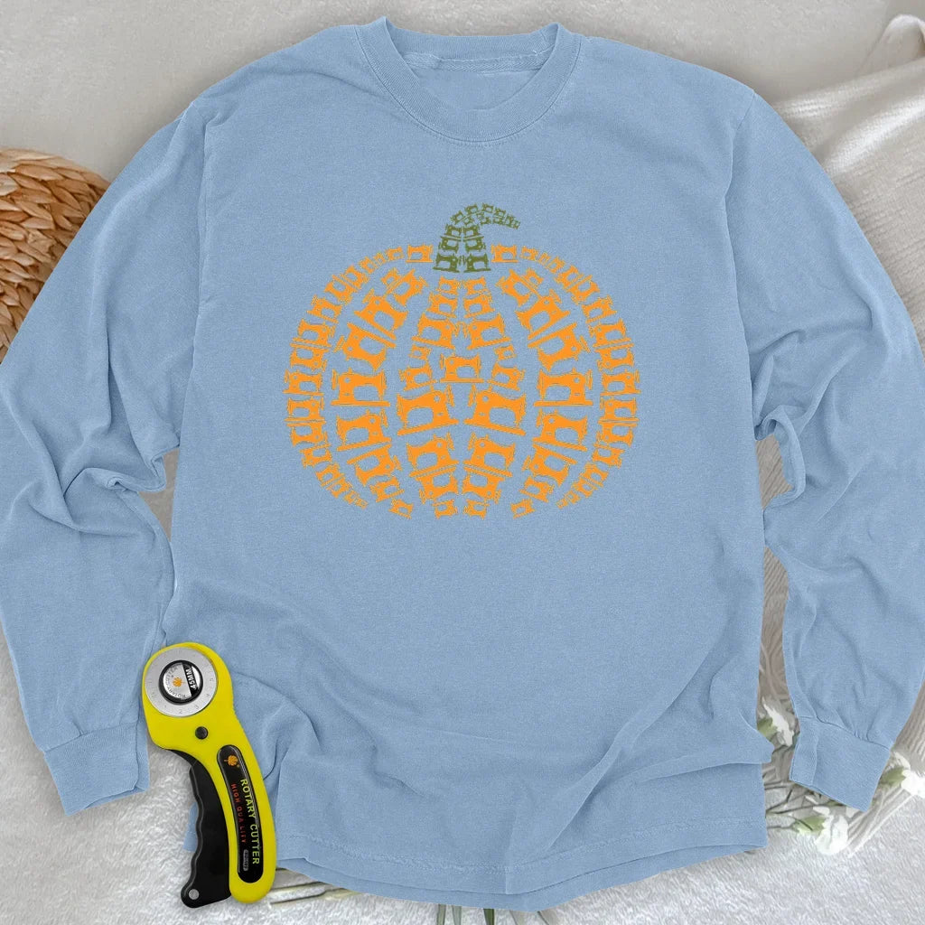 Sewing Machine Pumpkin Long Sleeve T-shirt