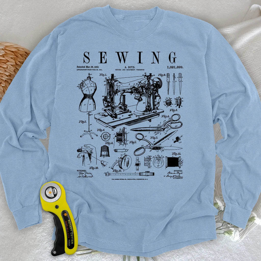 Sewing Tools Pattern Long Sleeve T-shirt