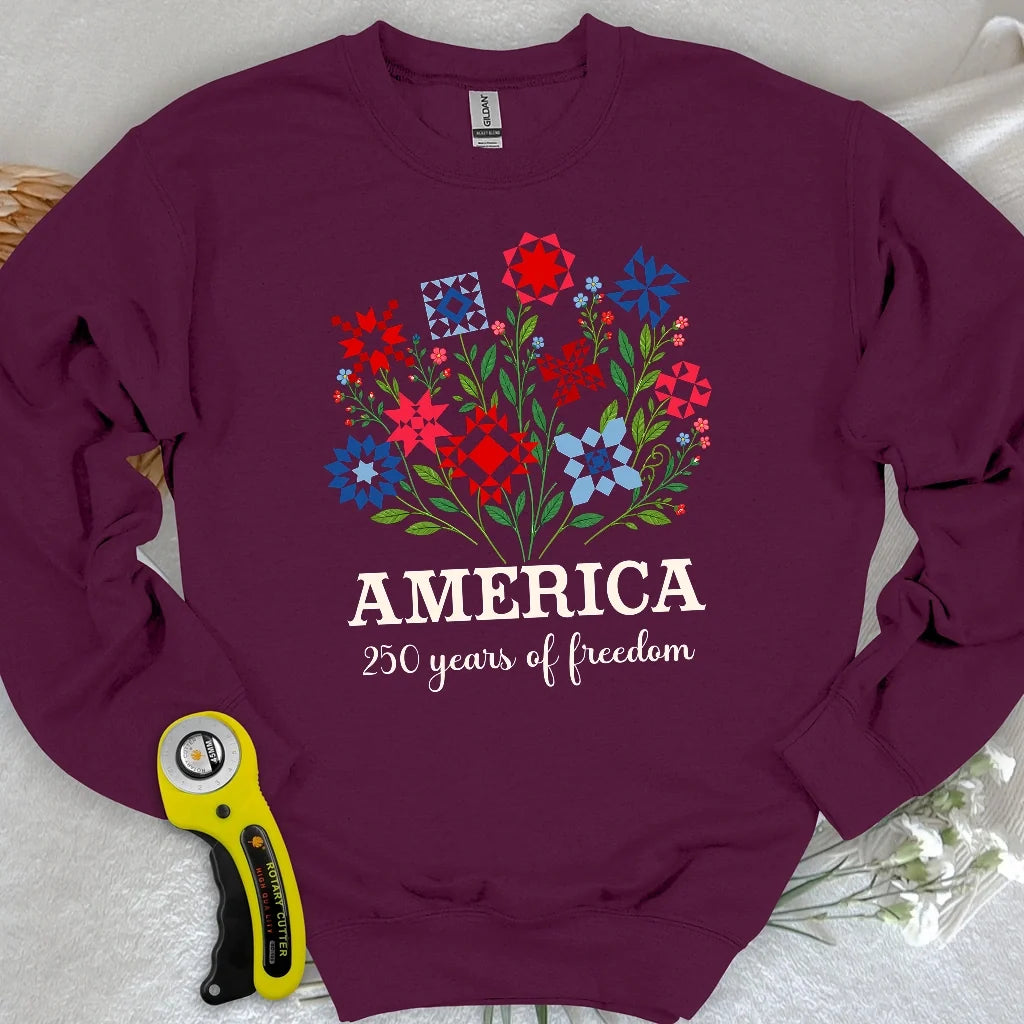 Americana Quilt Blooms Sweatshirt