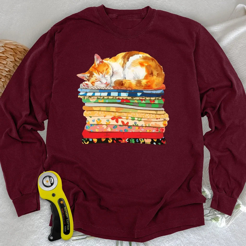Cat And Fabric Long Sleeve T-shirt