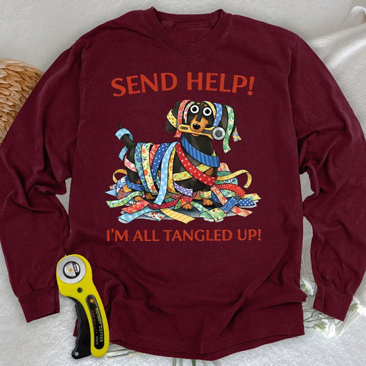 Fabric Strip Mess Long Sleeve T-shirt