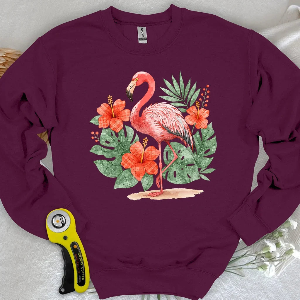 Flamingo & Floral Patchwork Sweatshirt