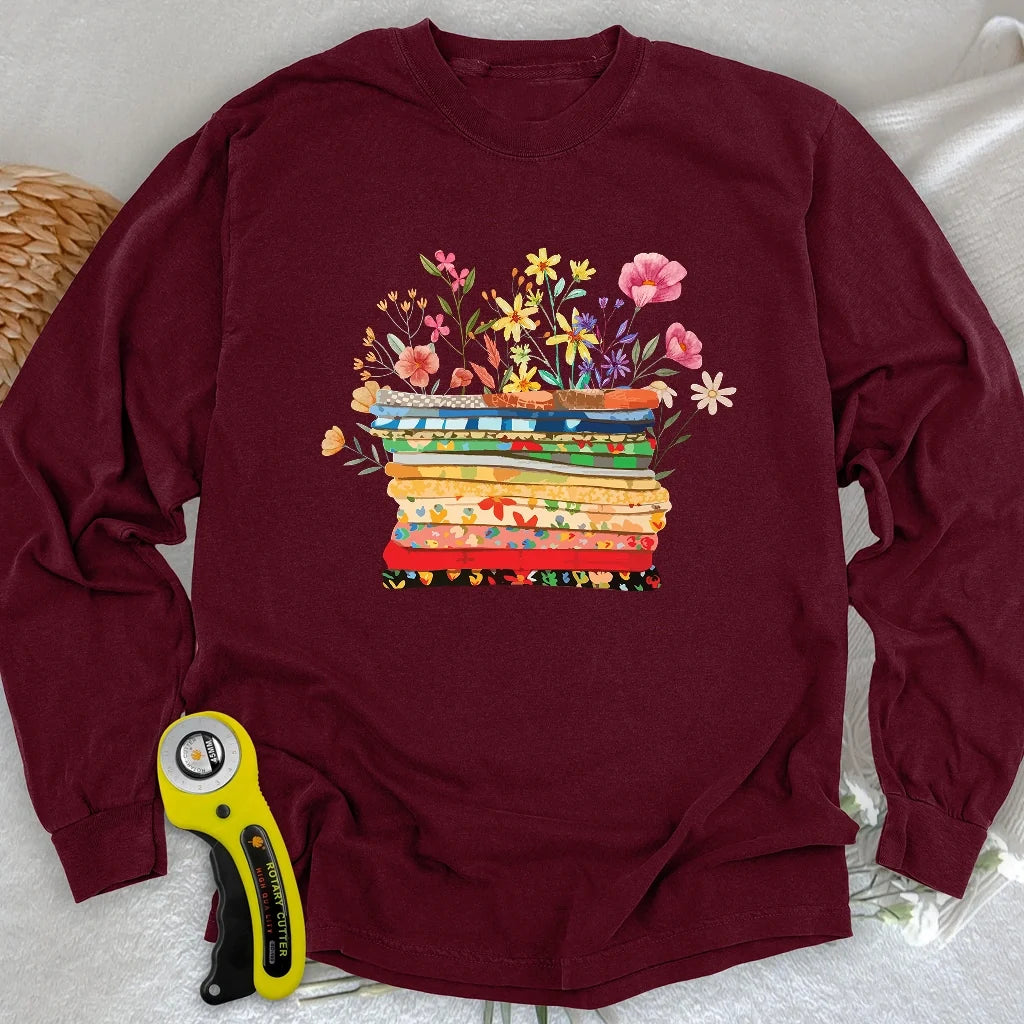Floral Fabric Long Sleeve T-shirt