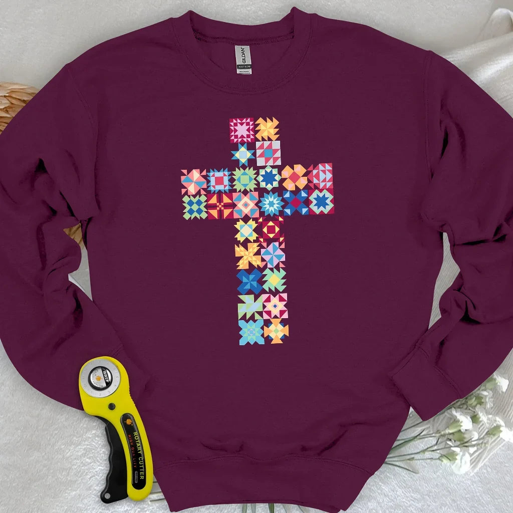 Patchwork Faith Cross Sweatshirt