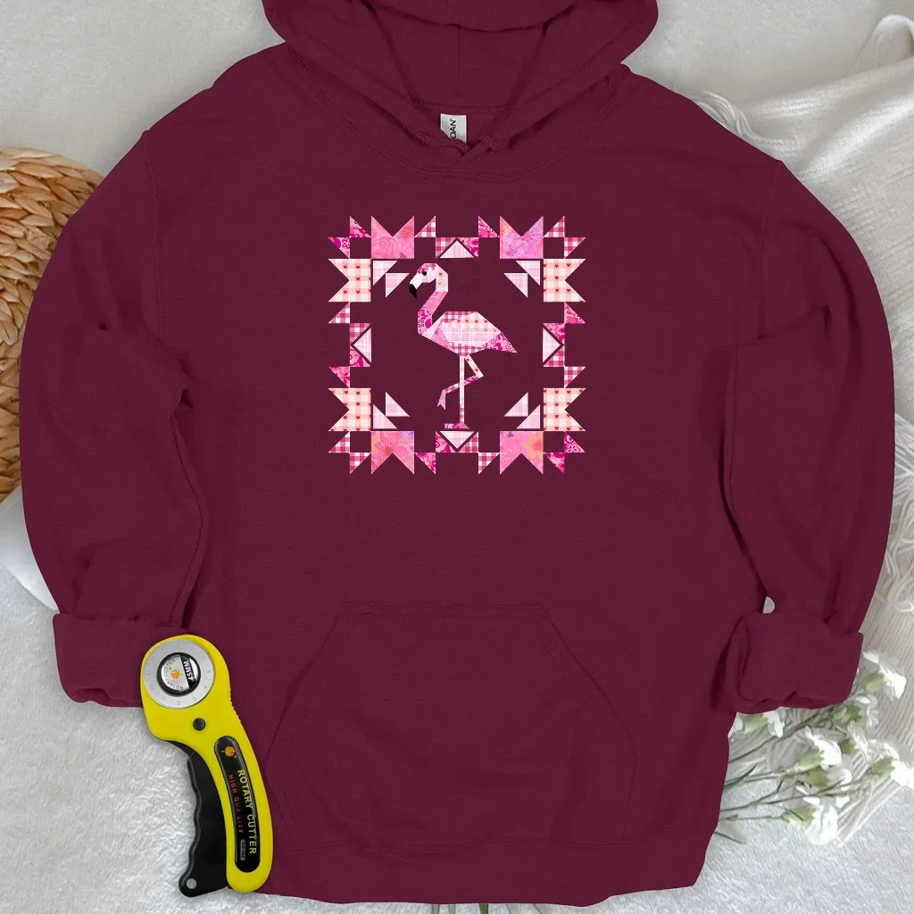 Patchwork Flamingo Panel Hoodie