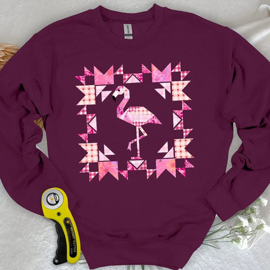 Patchwork Flamingo Panel Sweatshirt