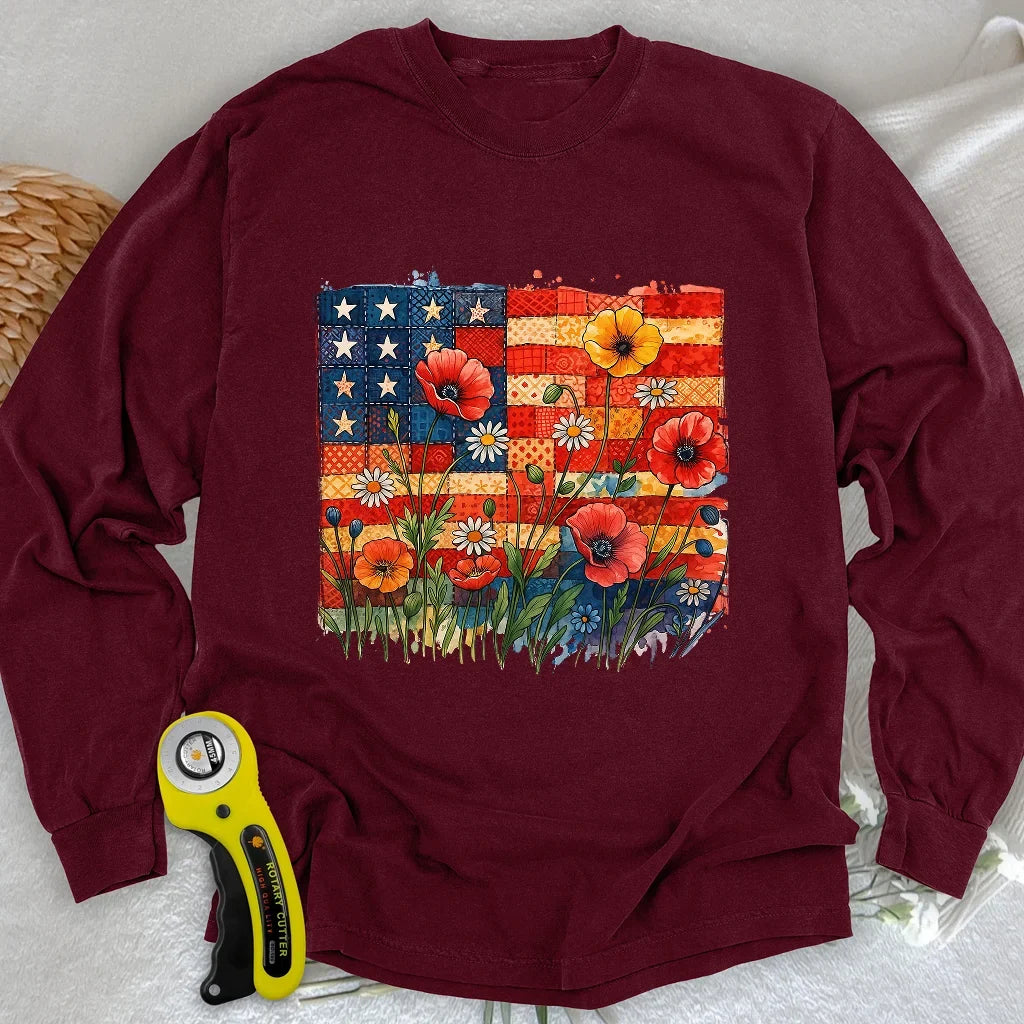 Patchwork Floral Long Sleeve T-shirt
