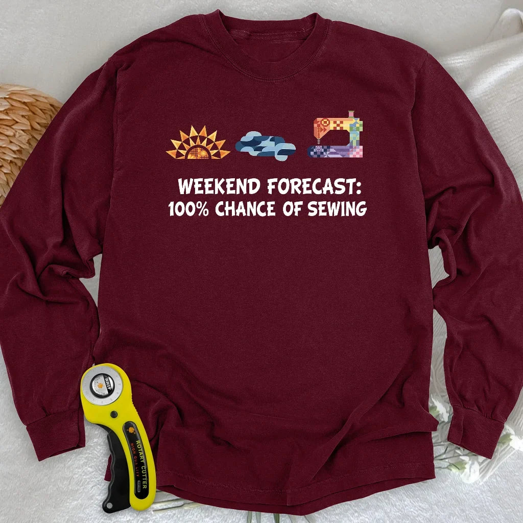 Quilter Weekend Forecast Long Sleeve T-shirt