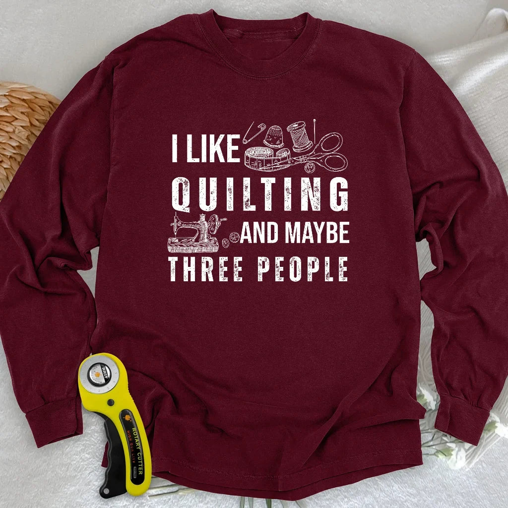 Quilting & 3 People Long Sleeve T-shirt