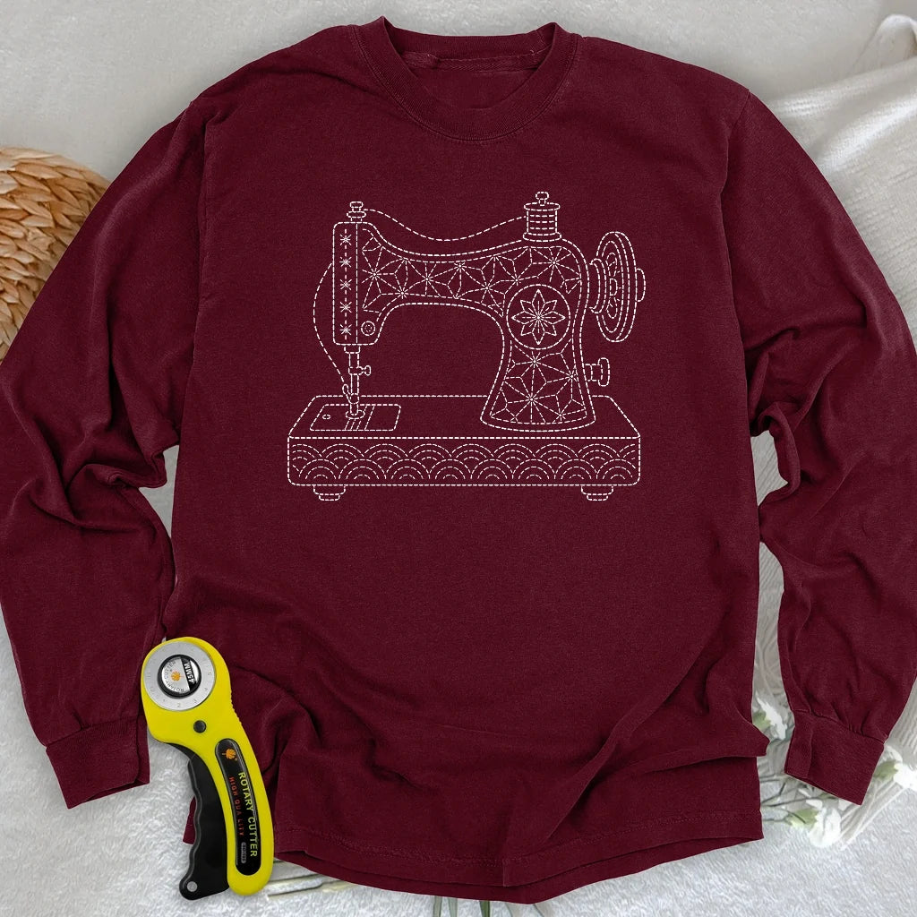 Sashiko Sewing Machine Long Sleeve T-shirt