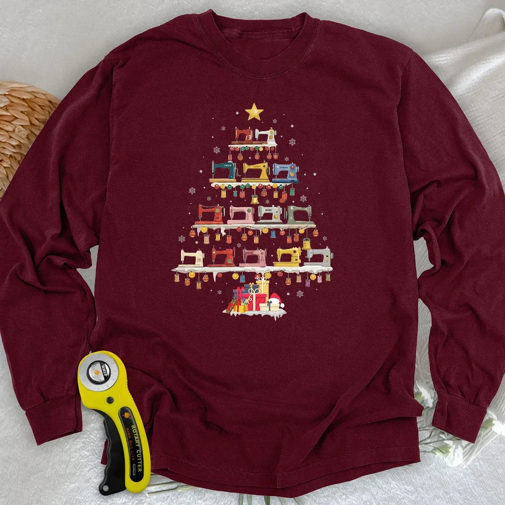 Sewing Machine Tree Long Sleeve T-shirt