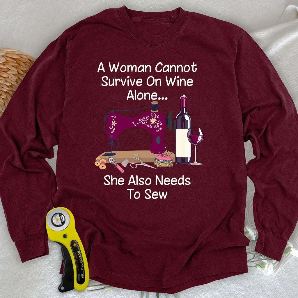 Sewing and Wining Long Sleeve T-shirt