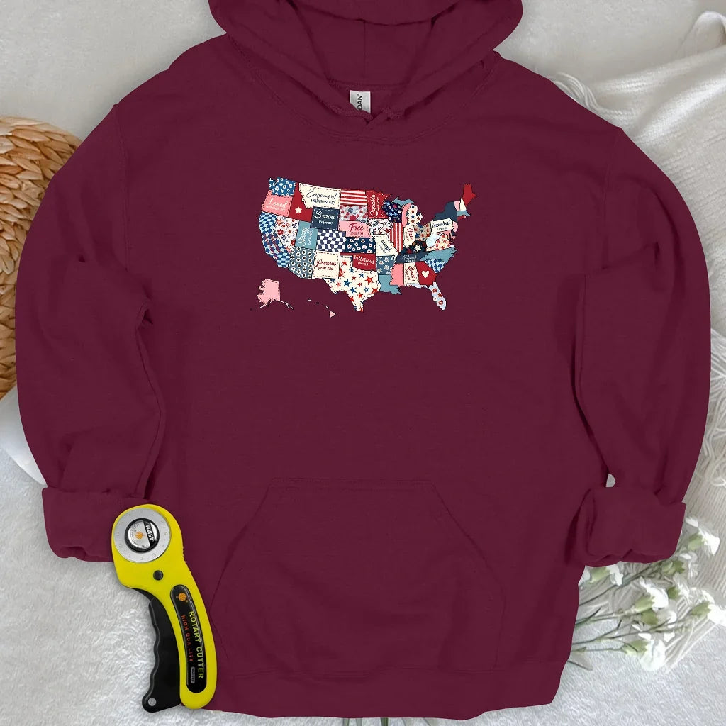 USA Quilt Map Hoodie