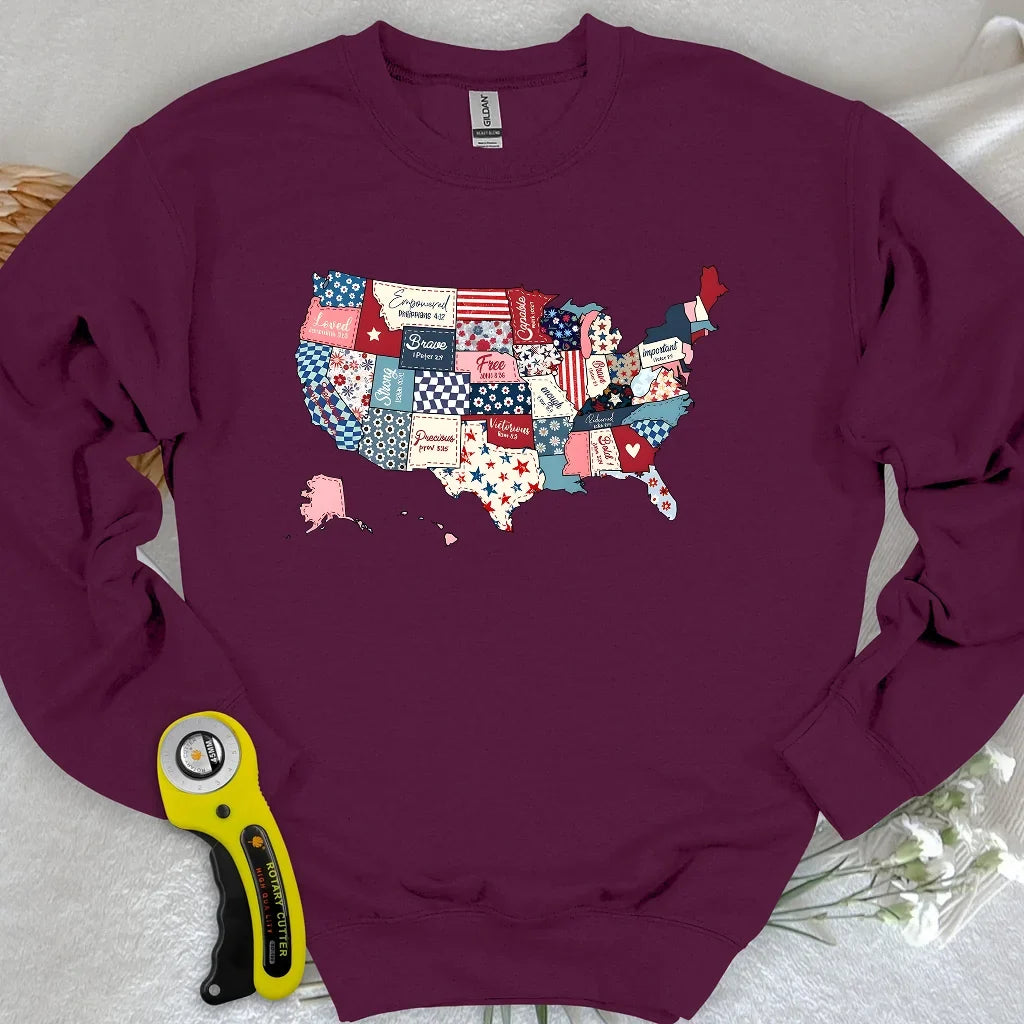 USA Quilt Map Sweatshirt