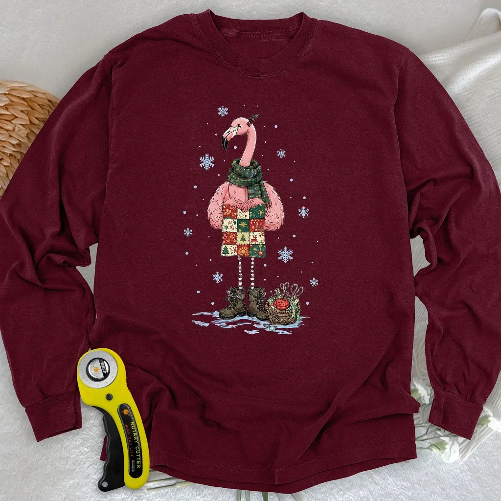 Winter Flamingo Long Sleeve T-shirt