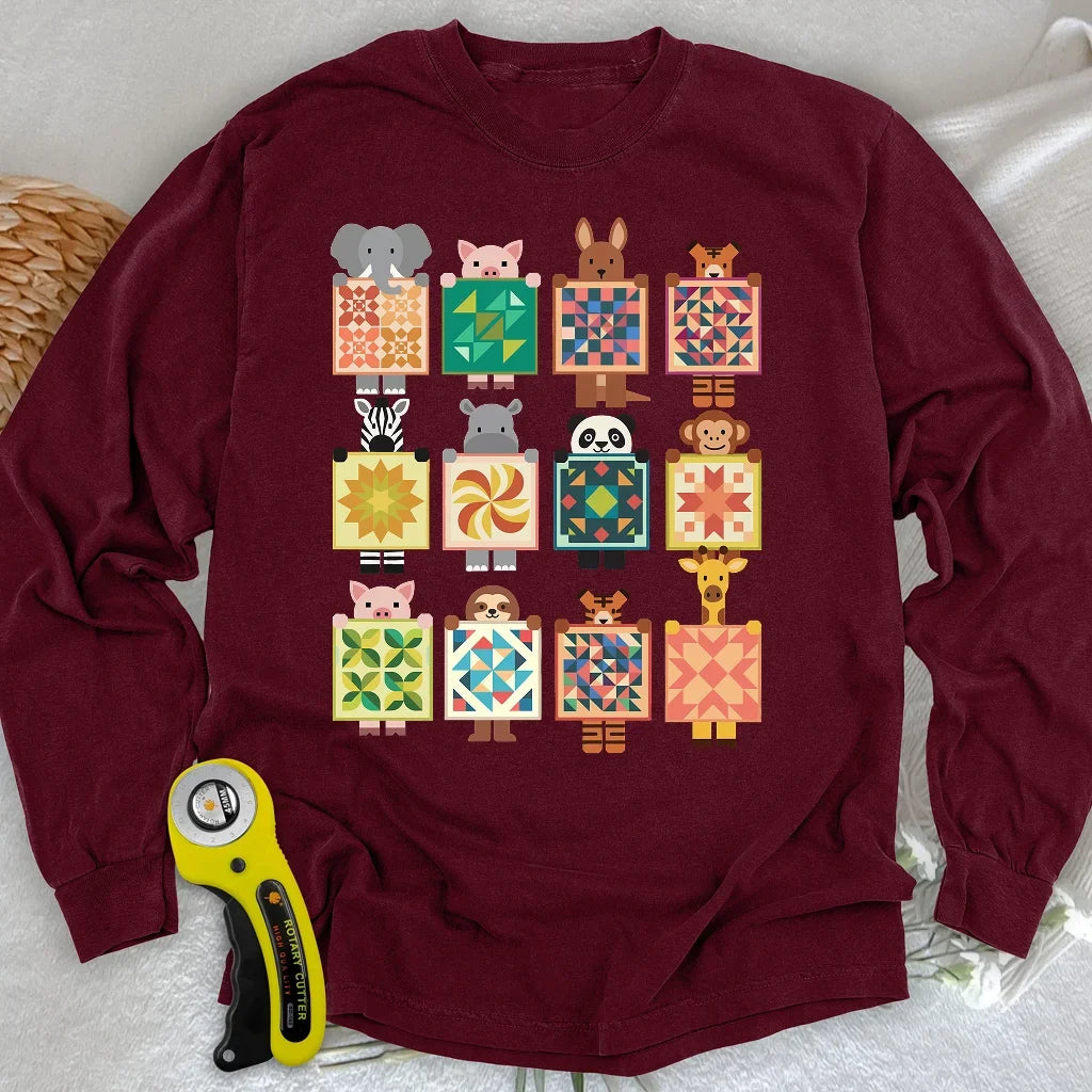 Woodland Patchwork Crew Long Sleeve T-shirt