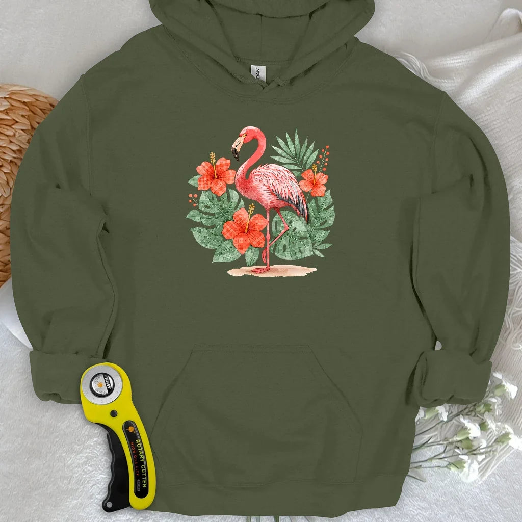 Flamingo & Floral Patchwork Hoodie