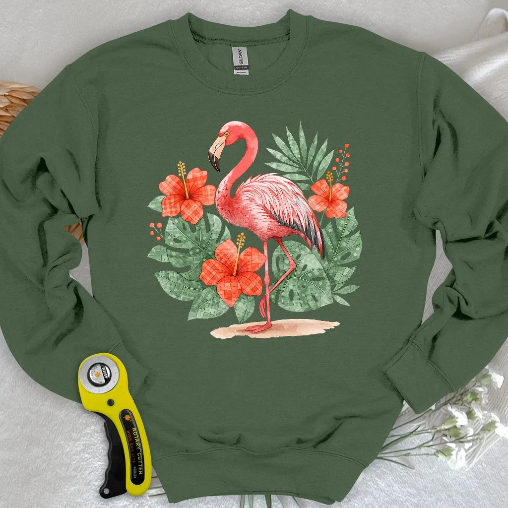 Flamingo & Floral Patchwork Sweatshirt