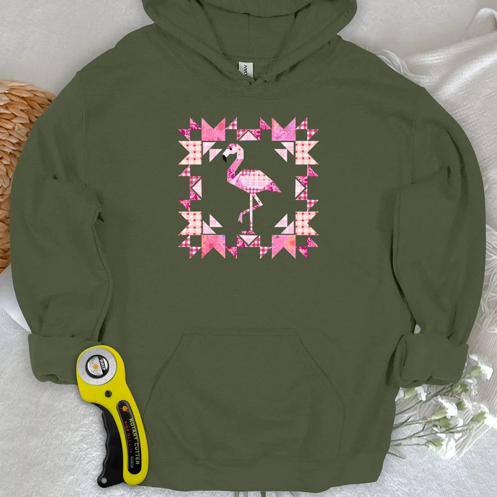 Patchwork Flamingo Panel Hoodie
