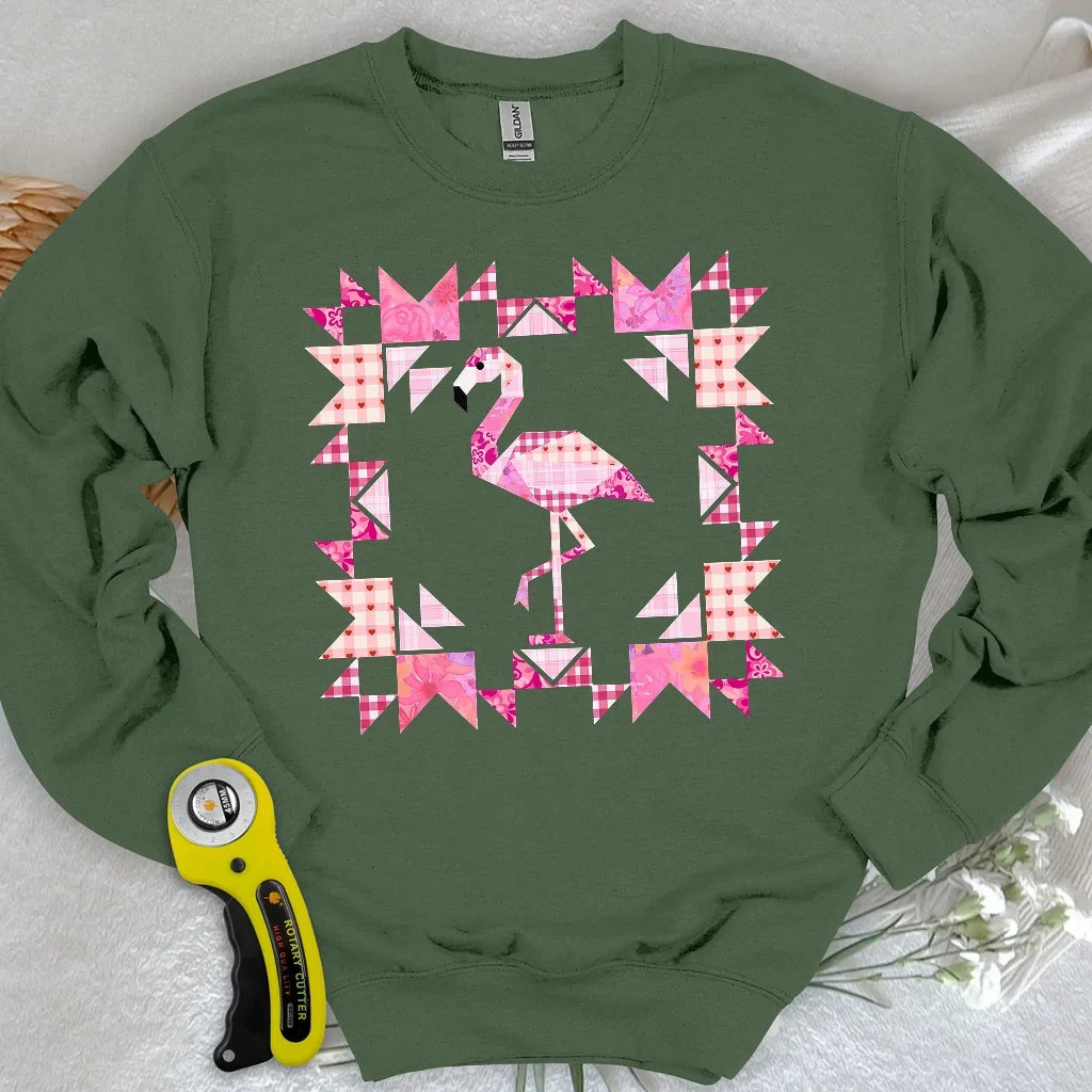 Patchwork Flamingo Panel Sweatshirt