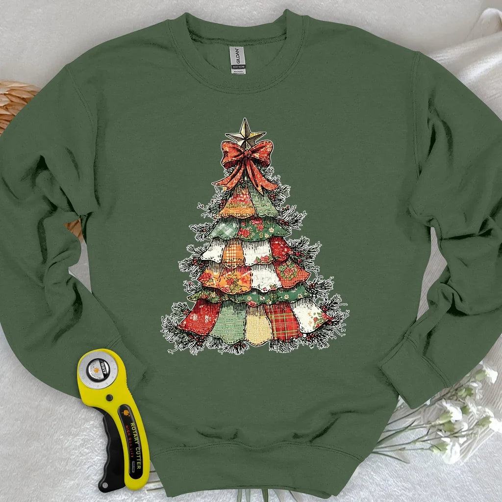 Patchwork Xmas Tree Sweatshirt