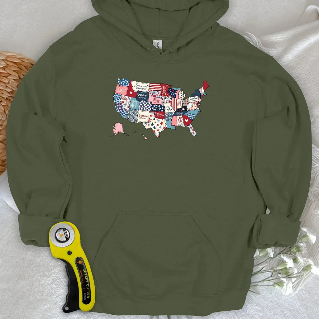 USA Quilt Map Hoodie