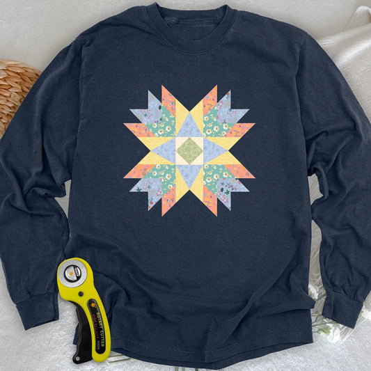 Floral Star Quilt Long Sleeve T-shirt