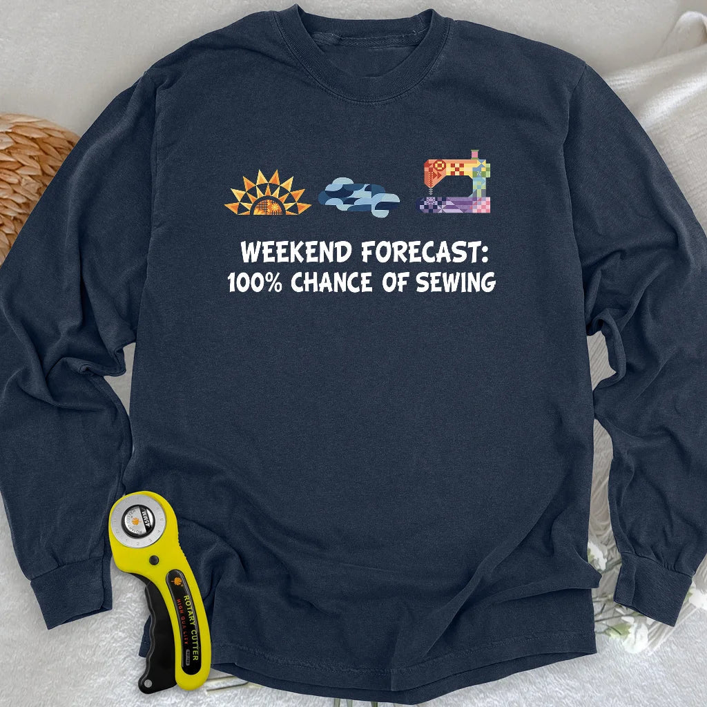 Quilter Weekend Forecast Long Sleeve T-shirt