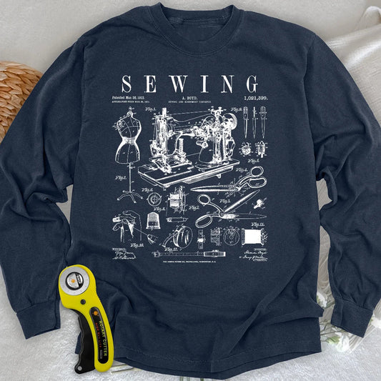 Sewing Tools Pattern Long Sleeve T-shirt