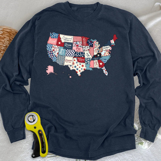 USA Quilt Map Long Sleeve T-shirt