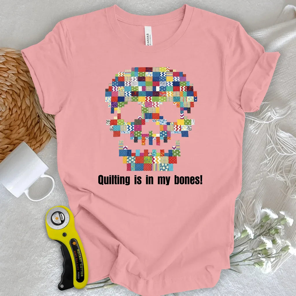 A quilted skull T-shirt
