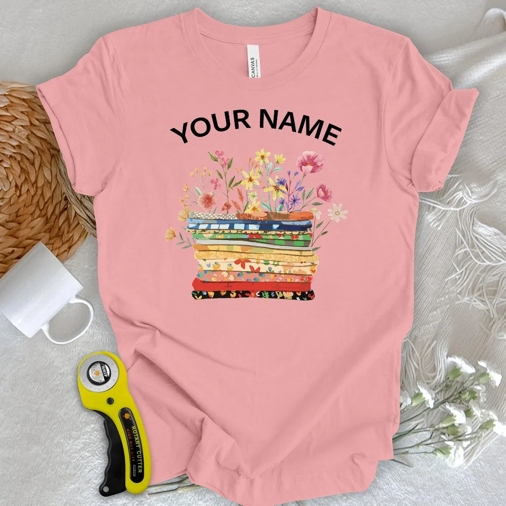 "Custom Name" Floral Fabric T-shirt