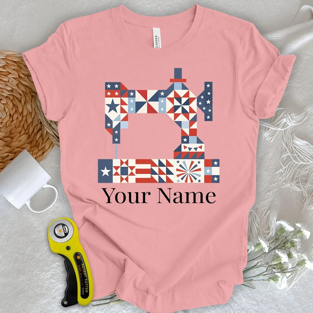 "Custom Name" Stars & Stitches Sewing T-shirt