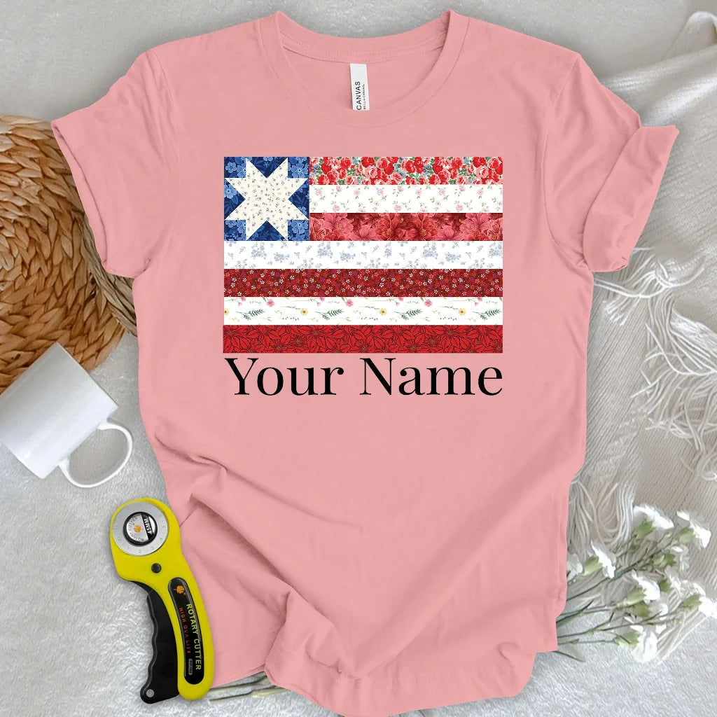 "Custom Name" USA Star Flag T-shirt