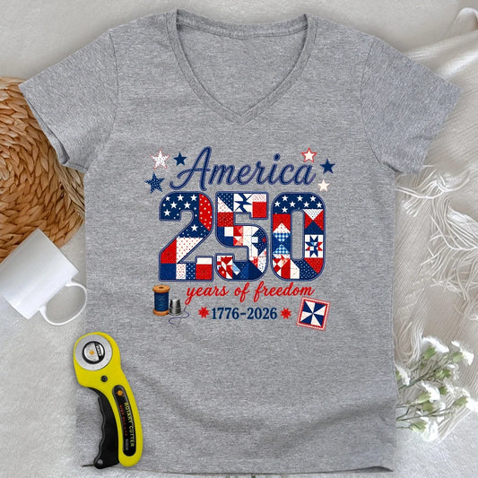 America 250: Pieced With Pride Lady V-neck