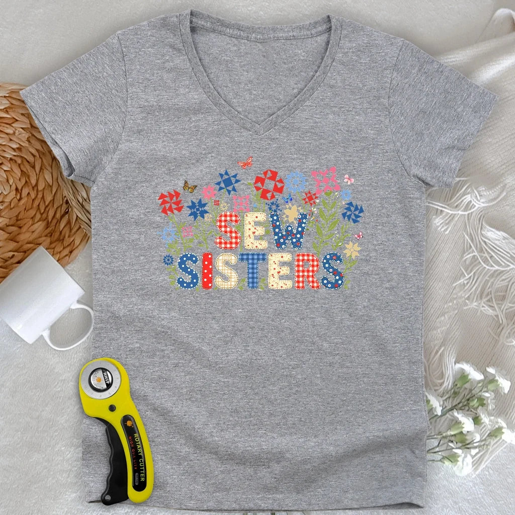Appliqué Sew Sisters Lady V-neck