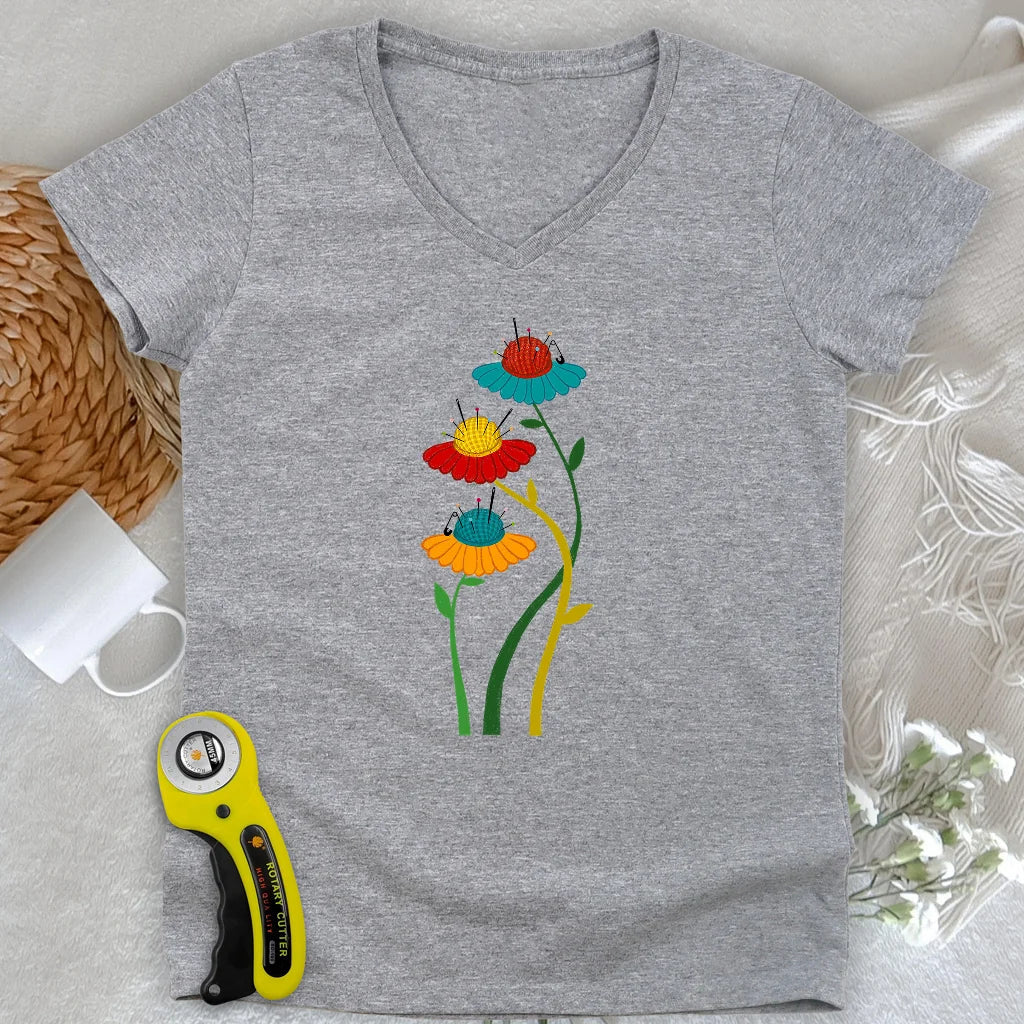 Blooming Pin Cushions Lady V-neck