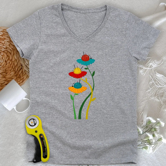 Blooming Pin Cushions Lady V-neck