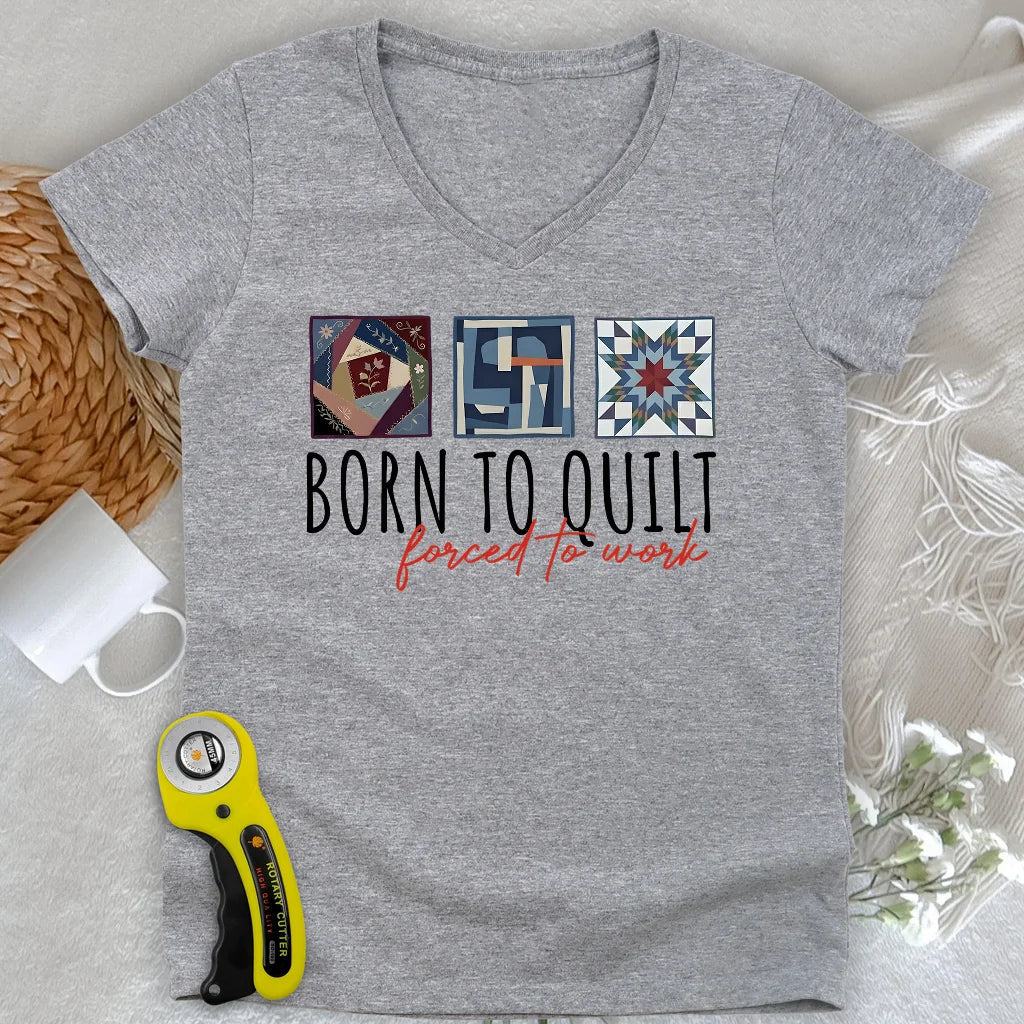 Forced to Quilt Lady V-neck