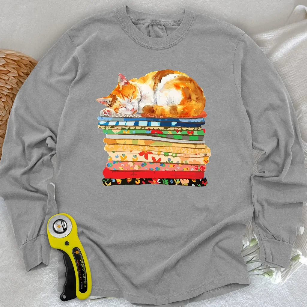 Cat And Fabric Long Sleeve T-shirt