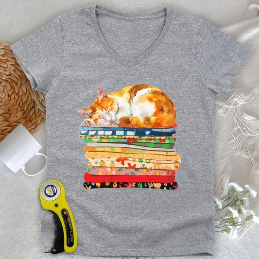 Cat And Fabric Lady V-neck
