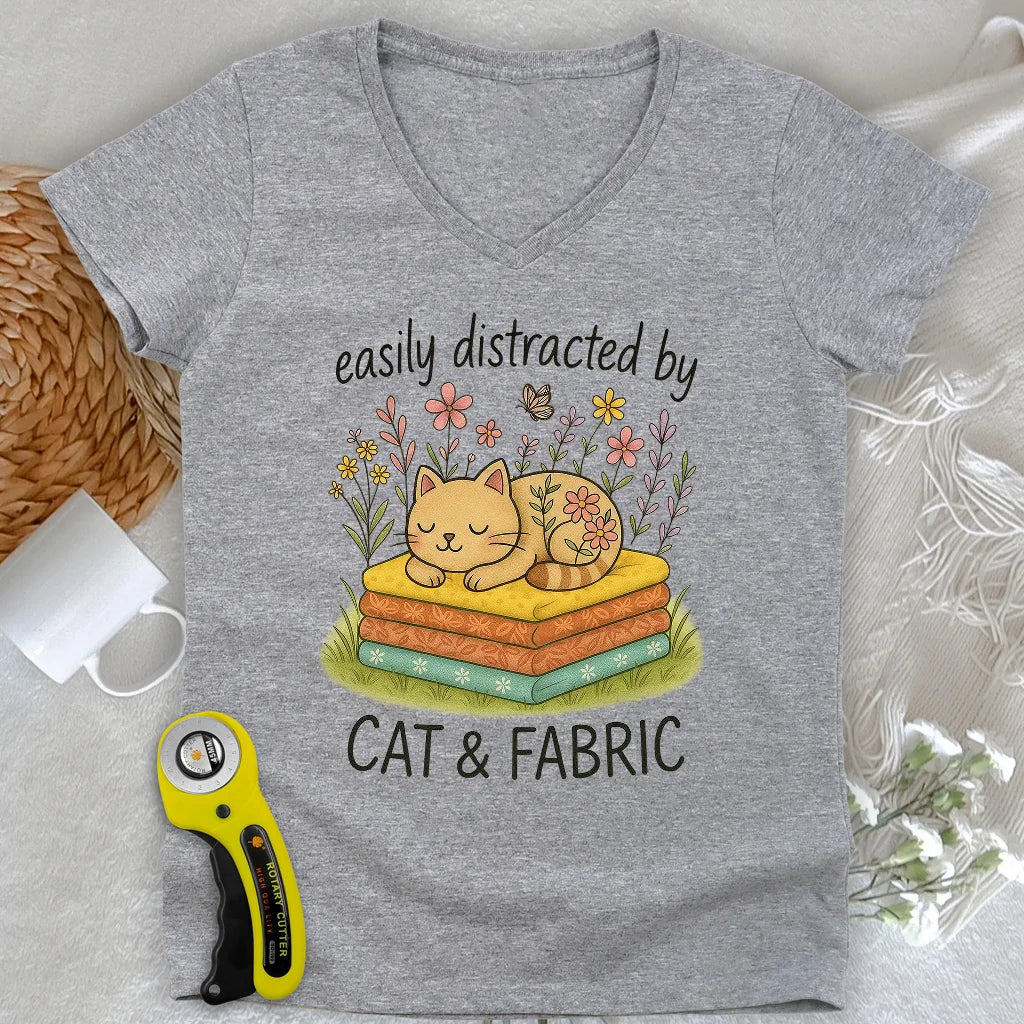 Cat Nap for Quilters Lady V-neck