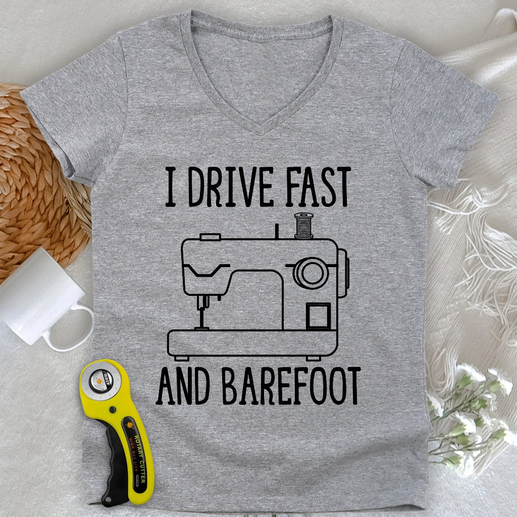 Drive Fast And Barefoot Lady V-neck