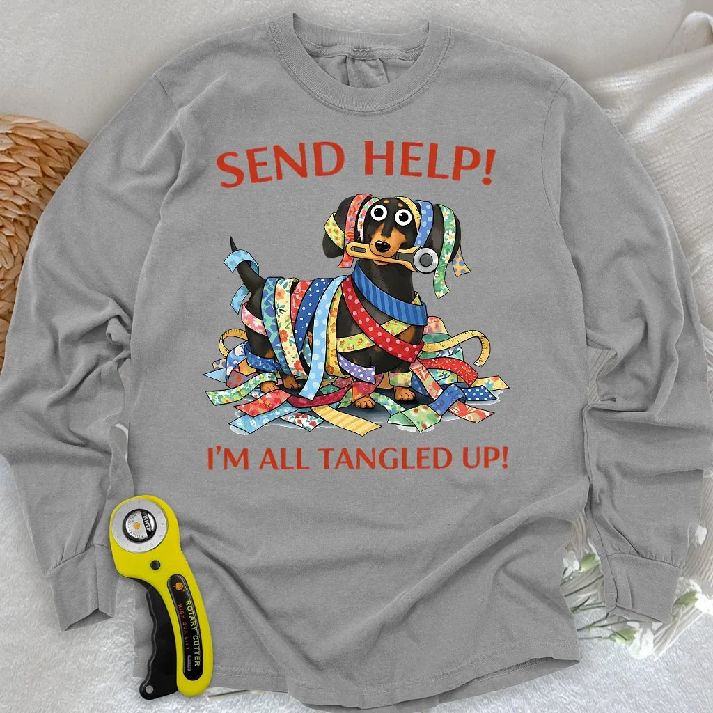Fabric Strip Mess Long Sleeve T-shirt
