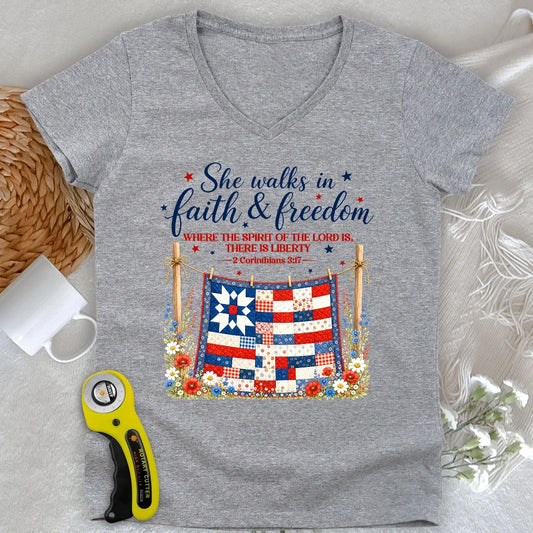 Faithfully Pieced Lady V-neck