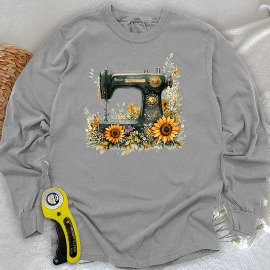 Floral Sewing Machine Long Sleeve T-shirt